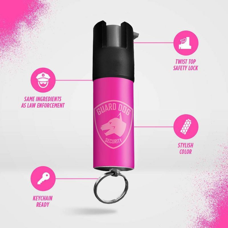 slide 5 of 8, Guard Dog Security on The Go Protection Set Keychain Pepper Spray with Keychain Alarm and LED Light Pink: Personal Safety for Women, 1 ct