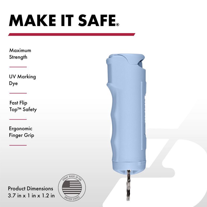 slide 2 of 6, Sabre Fliptop Pepper Spray Chambray Blue: Compact Self-Defense for Women, Plastic, 3.7" Height, 0.54 oz, 0.54 oz