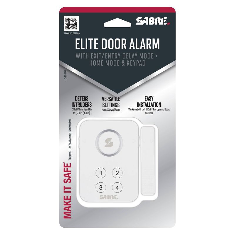 slide 4 of 4, Sabre Elite Door Alarm: Security Sensor for Doors & Windows, Battery Operated, Travel Friendly, White, 1 ct