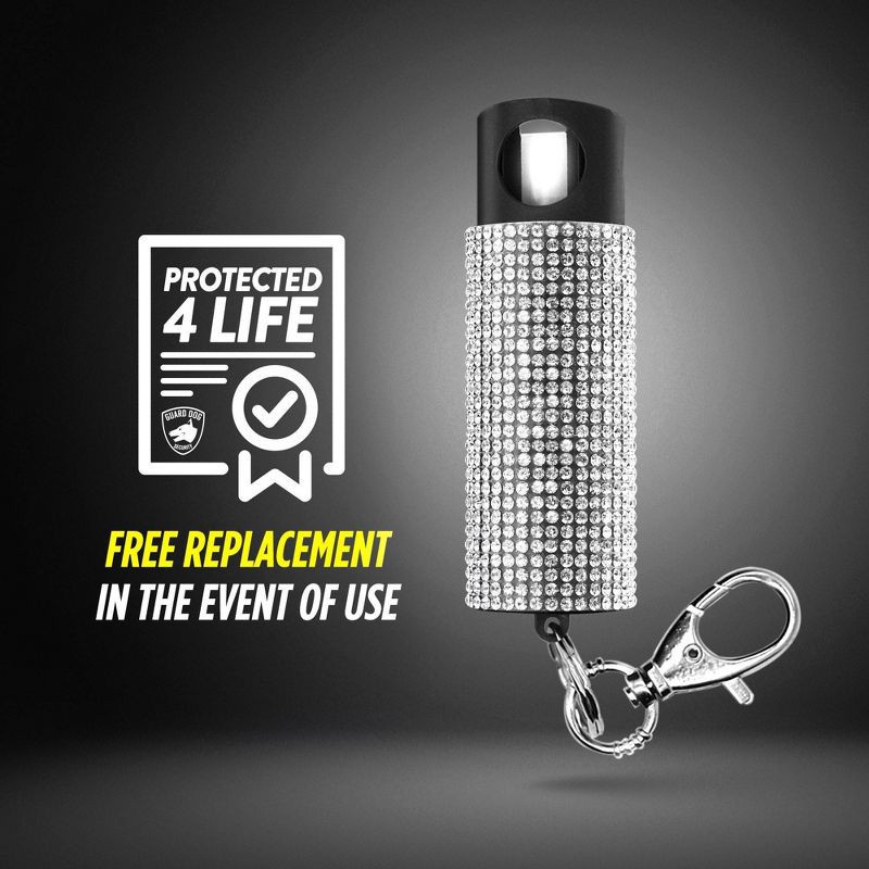 slide 11 of 11, Guard Dog Security Bling It On Pepper Spray 2pk Glow-In-The-Dark 16' Distance White and Confetti: Rhinestone, Camping Essentials, 2 ct