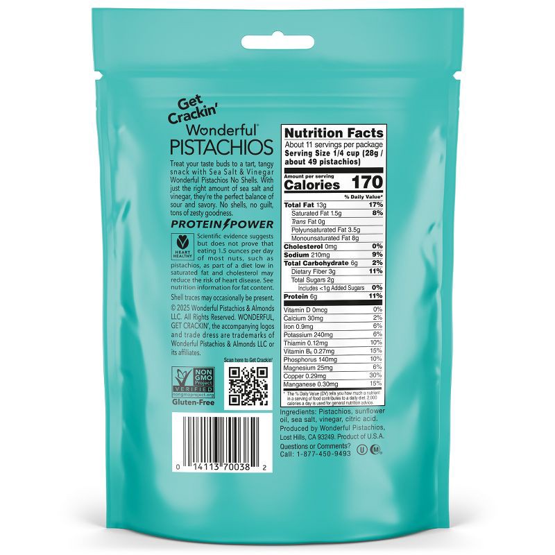 slide 7 of 8, Wonderful Pistachios No Shells Sea Salt & Vinegar - 11oz, 11 oz