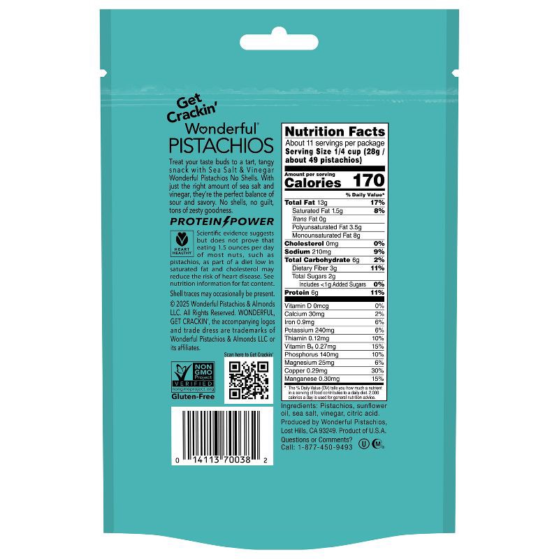 slide 7 of 8, Wonderful Pistachios No Shells Sea Salt & Vinegar - 11oz, 11 oz
