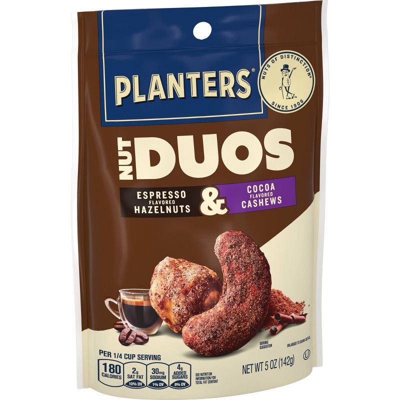 slide 2 of 4, Planters Duos Espresso Flavored Hazelnuts & Cocoa Flavored Cashews, 1 ct