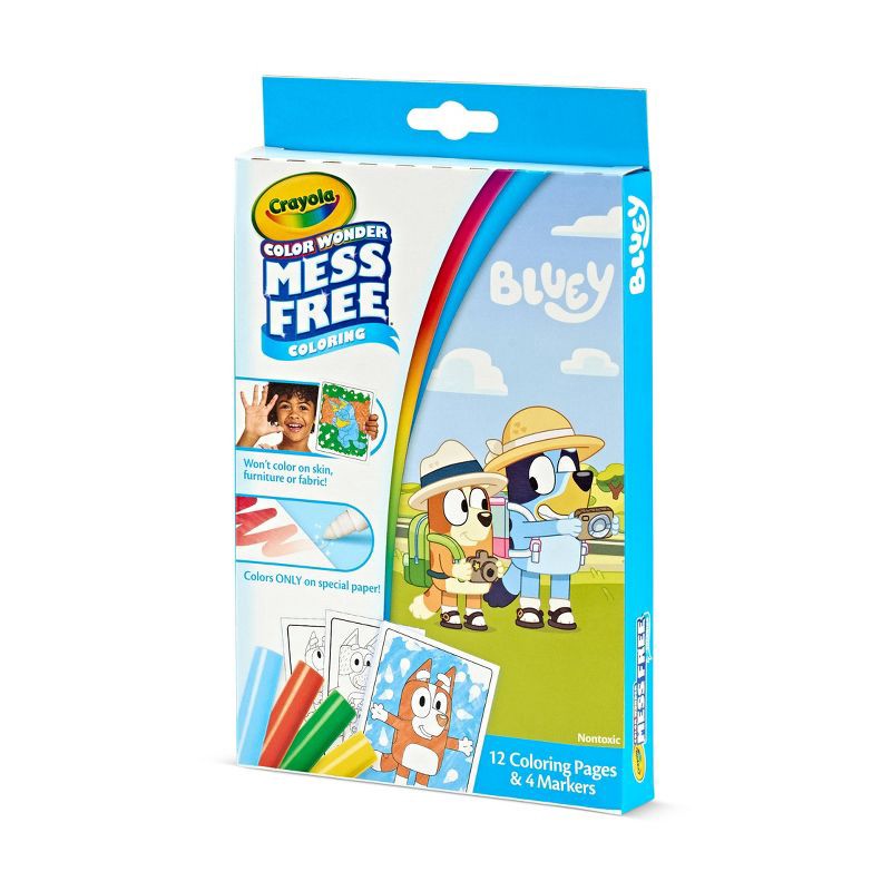 slide 3 of 6, Crayola Color Wonder Bluey Mini Box Set, 12 Coloring Pages and 4 Mess Free Markers, Toddler Stocking Stuffers, Coloring Gift, Ages 3+, 1 ct
