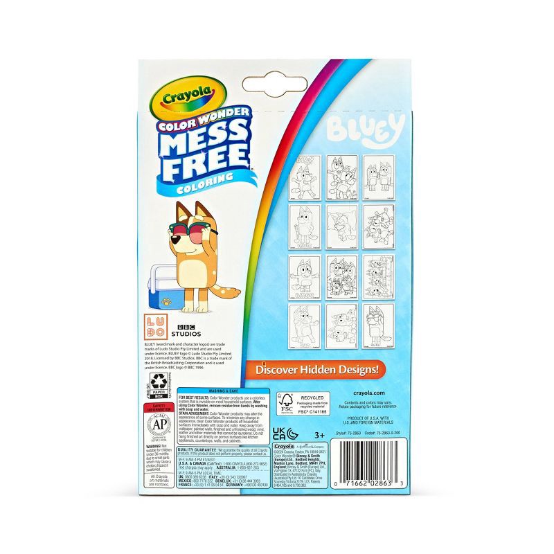slide 5 of 6, Crayola Color Wonder Bluey Mini Box Set, 12 Coloring Pages and 4 Mess Free Markers, Toddler Stocking Stuffers, Coloring Gift, Ages 3+, 1 ct