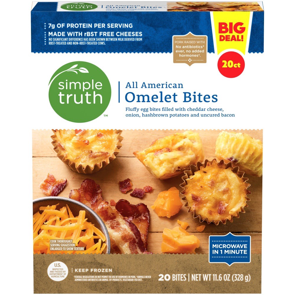 slide 2 of 3, Simple Truth All-American Omelet Bites, 20 ct; 11.6 oz