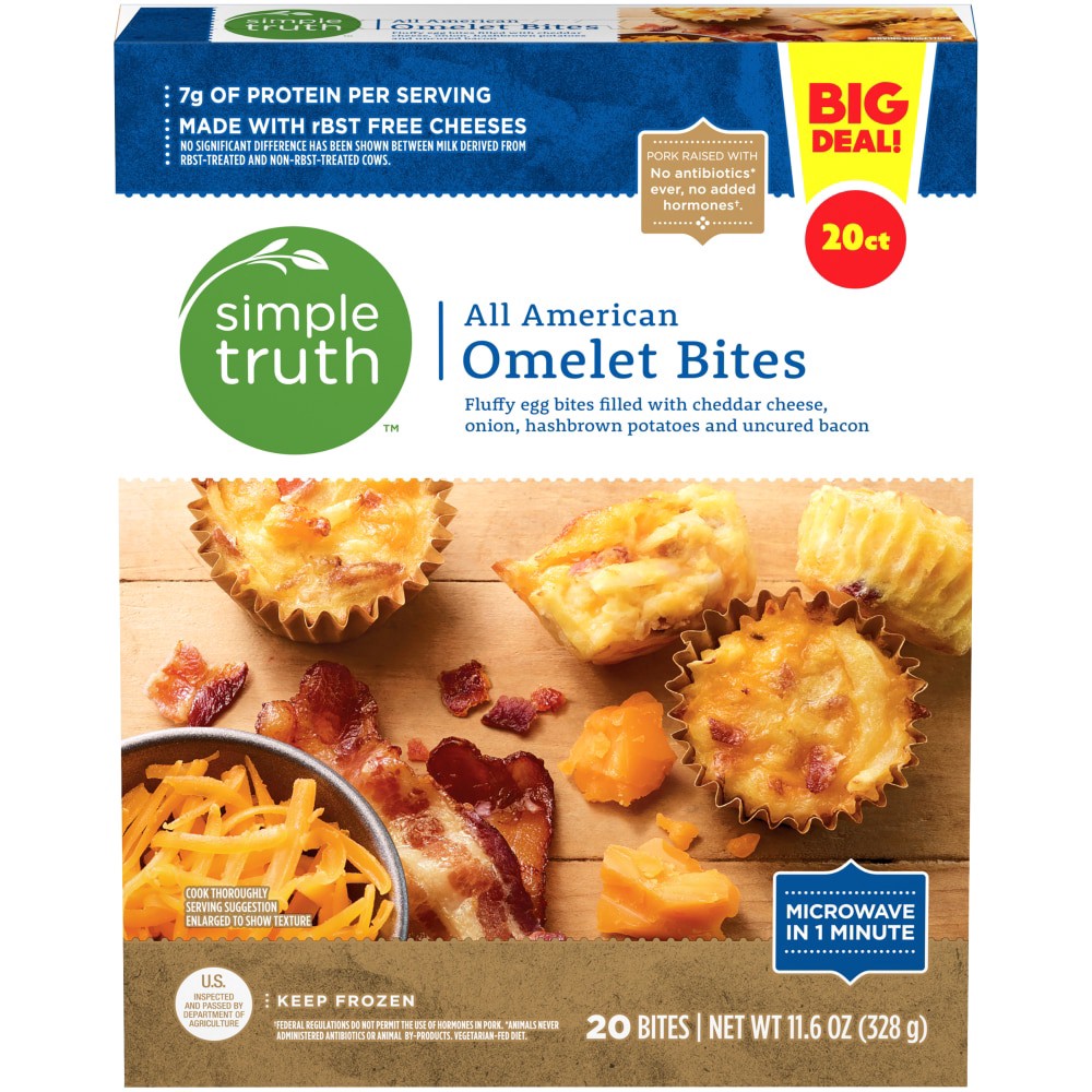 slide 1 of 3, Simple Truth All-American Omelet Bites, 20 ct; 11.6 oz