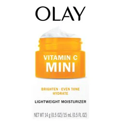 Olay Regenerist Vitamin C Face Moisturizer, Brightening Cream for Women, Trial Size, Evens Tone, Dark Spot & Hyperpigmentation Reduction, Glowing Skin Care - Niaciniamide, Lactic Acid, 0.5 Oz