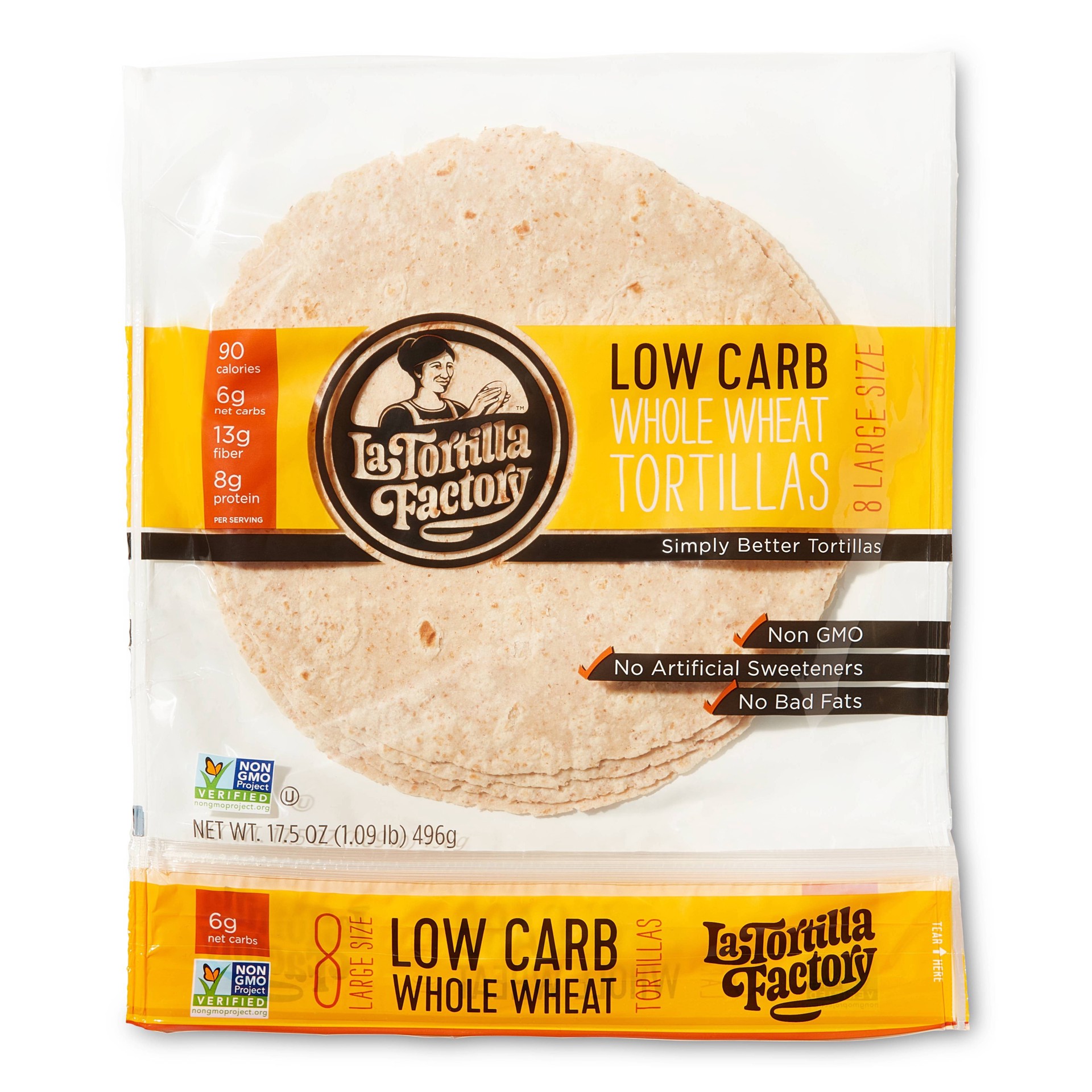 slide 1 of 2, La Tortilla Factory Low Carb Whole Wheat Large - 17.5oz, 17.5 oz