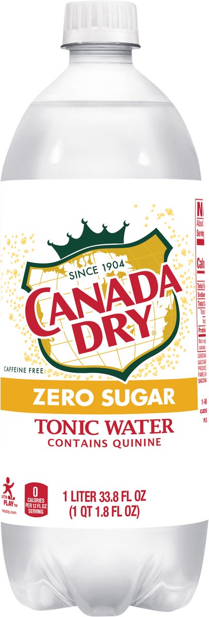 slide 4 of 7, Canada Dry  Zero Sugar Tonic Water, 1 L bottle, 1 liter