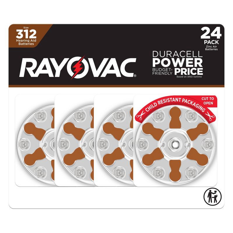 slide 1 of 8, Rayovac Hearing Aid Battery Size 312 24pk - Brown: Single-Use Device-Specific Power, 24 ct