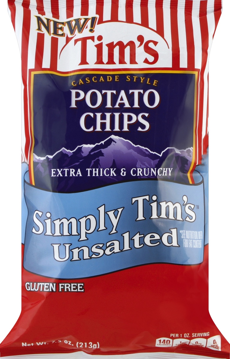 slide 3 of 5, Tims Cascade Unsalted Chips, 7.5 oz