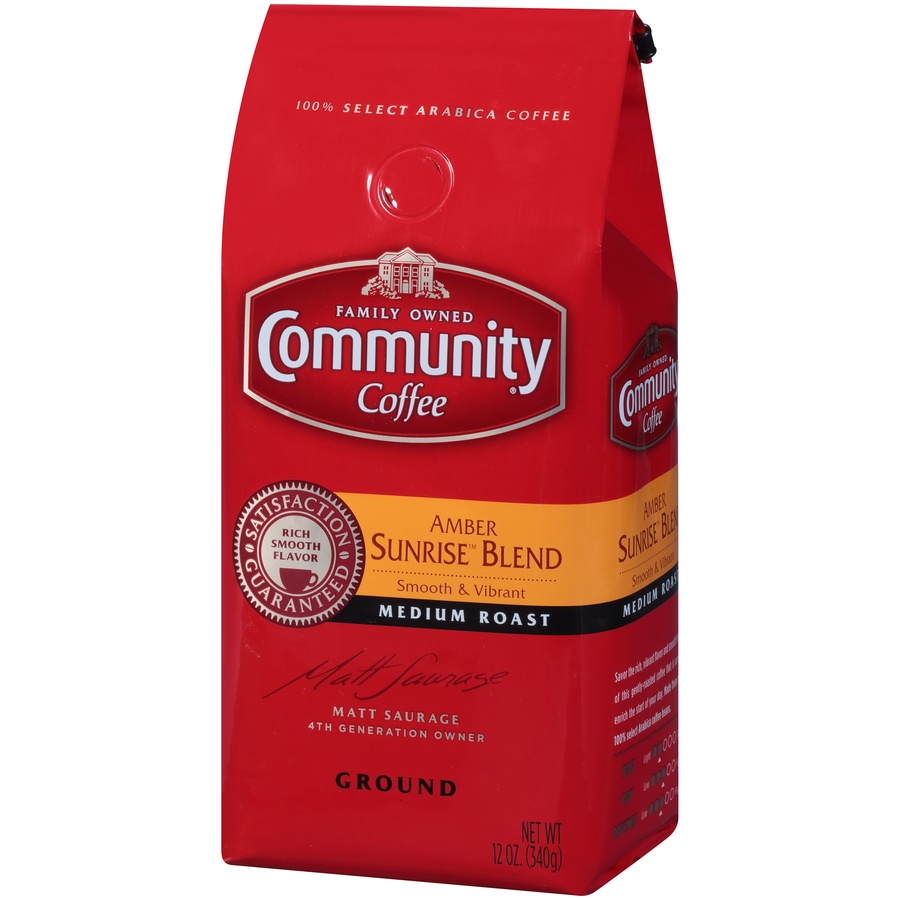 slide 3 of 7, Community Coffee Amber Sunrise Blend Medium Roast Ground Coffee - 12 oz, 12 oz