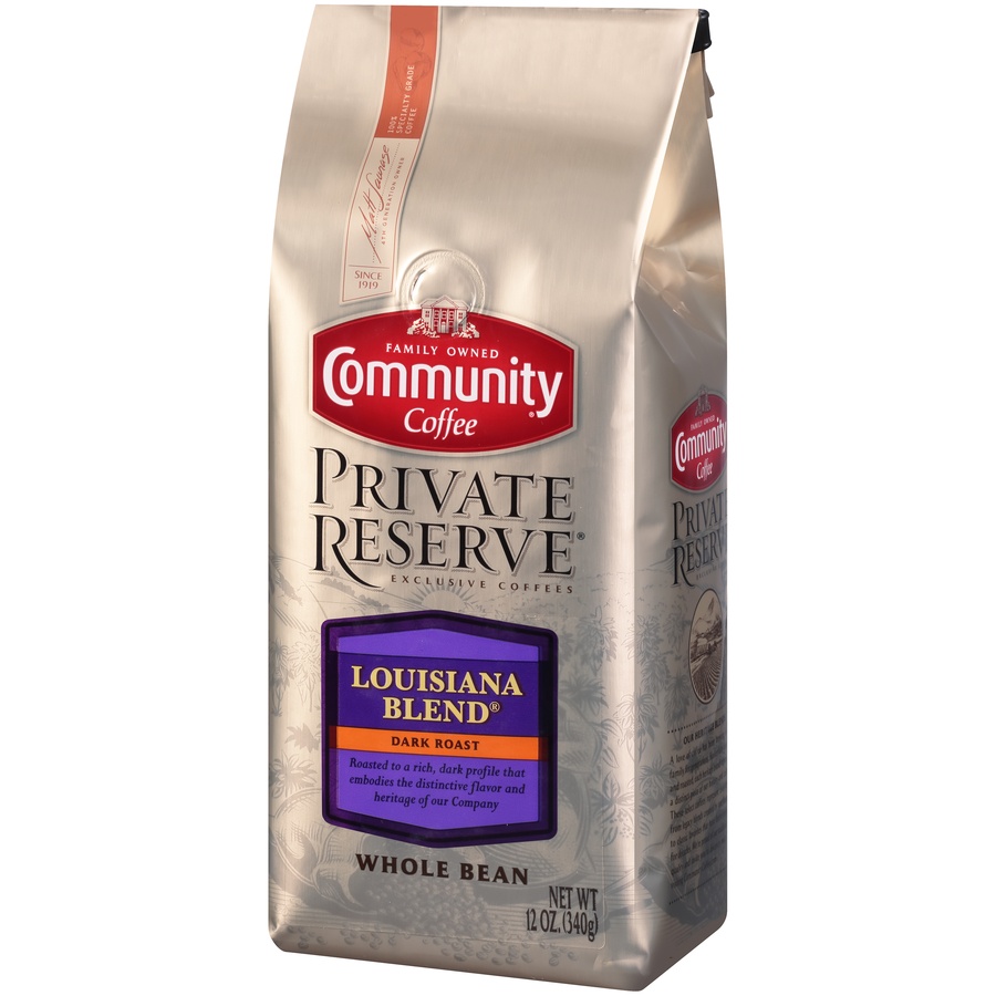 slide 3 of 7, Community Coffee Coffee Private Reserve Louisiana Blend Dark Roast Whole Bean Coffee 12 oz. Bag, 12 oz