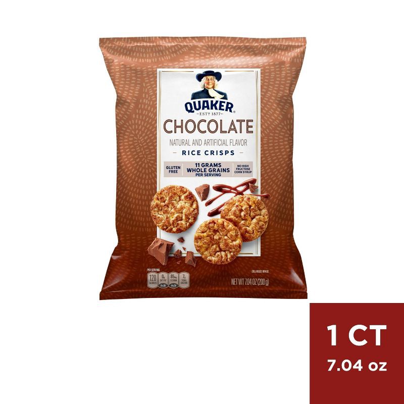 slide 1 of 2, Quaker Popped Rice Crisps Chocolate - 7.04oz, 7.04 oz