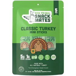 The New Primal Snack Mates Turkey Mini Meat Sticks - 2.5oz/5ct