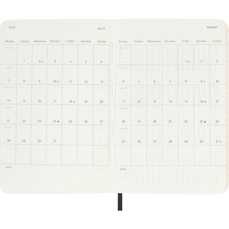 slide 5 of 7, Moleskine 2025 Weekly/Monthly Planner 3.5"x5.5" Pocket Softcover Black: Acid-Free Paper, Elastic Closure, Ribbon Marker, 1 ct