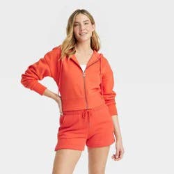 Women's Cropped Full Zip Hoodie Sweatshirt – Universal Thread™ Red S