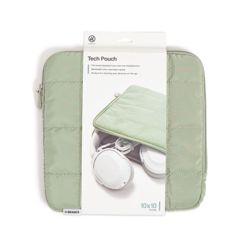 slide 6 of 7, U Brands 10"x10" Nylon Puffer Tech Pouch Matcha, 1 ct