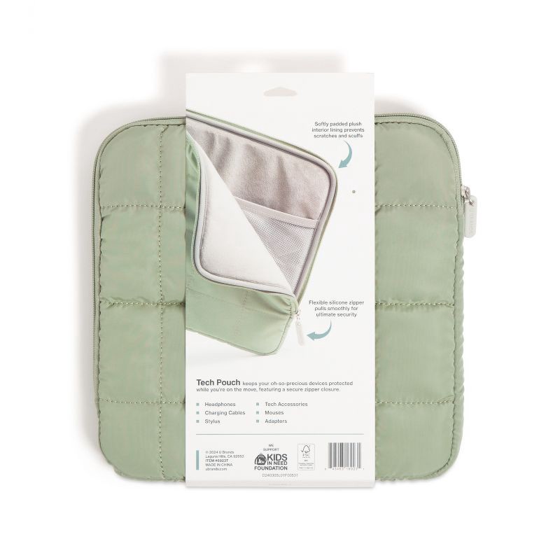slide 7 of 7, U Brands 10"x10" Nylon Puffer Tech Pouch Matcha, 1 ct