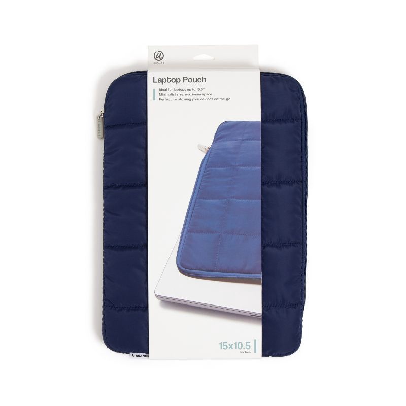slide 6 of 7, U Brands 15"x10.5" Nylon Puffer Laptop Pouch Storm, 1 ct