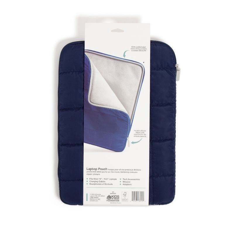 slide 7 of 7, U Brands 15"x10.5" Nylon Puffer Laptop Pouch Storm, 1 ct