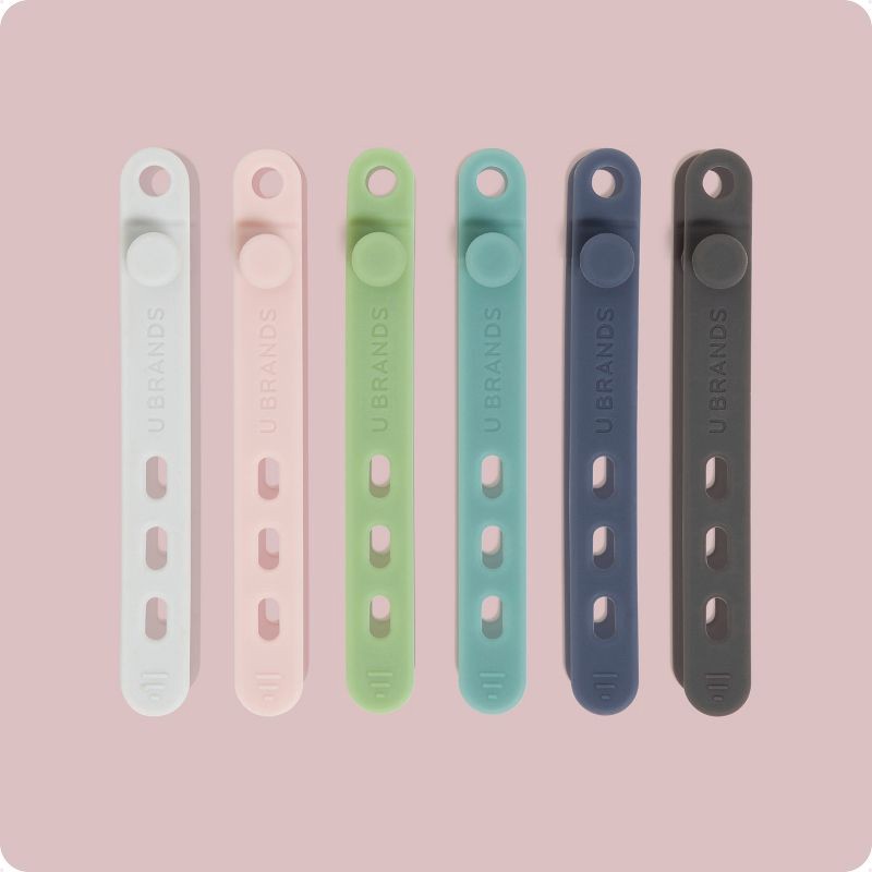 slide 4 of 7, U Brands 6ct Silicone Cord Bands, 6 ct