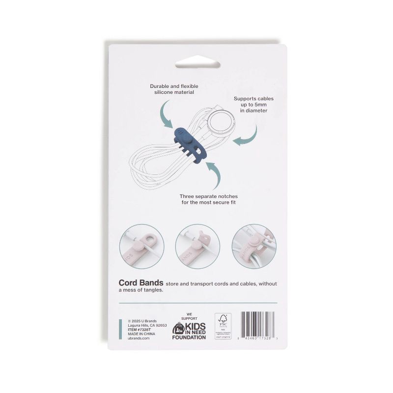 slide 3 of 7, U Brands 6ct Silicone Cord Bands, 6 ct