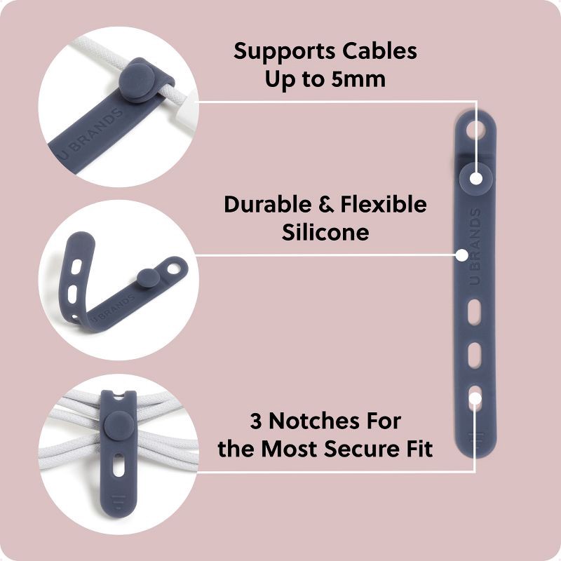 slide 6 of 7, U Brands 6ct Silicone Cord Bands, 6 ct