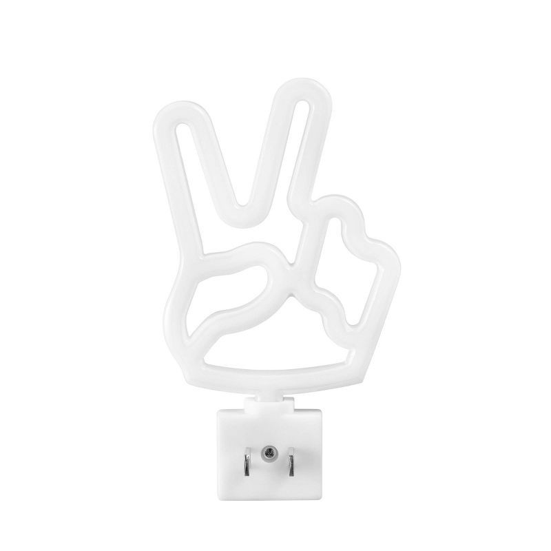 slide 4 of 8, Globe Electric Auto On Off Neon Peace Sign Night Light: LED Peace Sign Lighting, Green, Novelty Nightlights, Electric, 1 ct