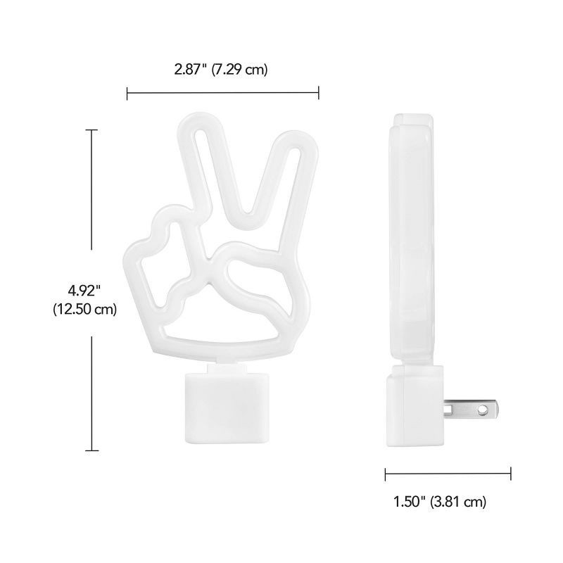 slide 8 of 8, Globe Electric Auto On Off Neon Peace Sign Night Light: LED Peace Sign Lighting, Green, Novelty Nightlights, Electric, 1 ct