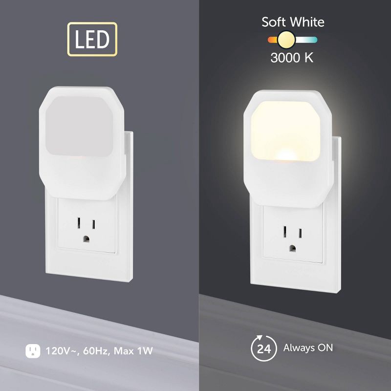slide 3 of 8, Globe Electric 2pk LED Always on Flat Panel Night Lights, 2 ct