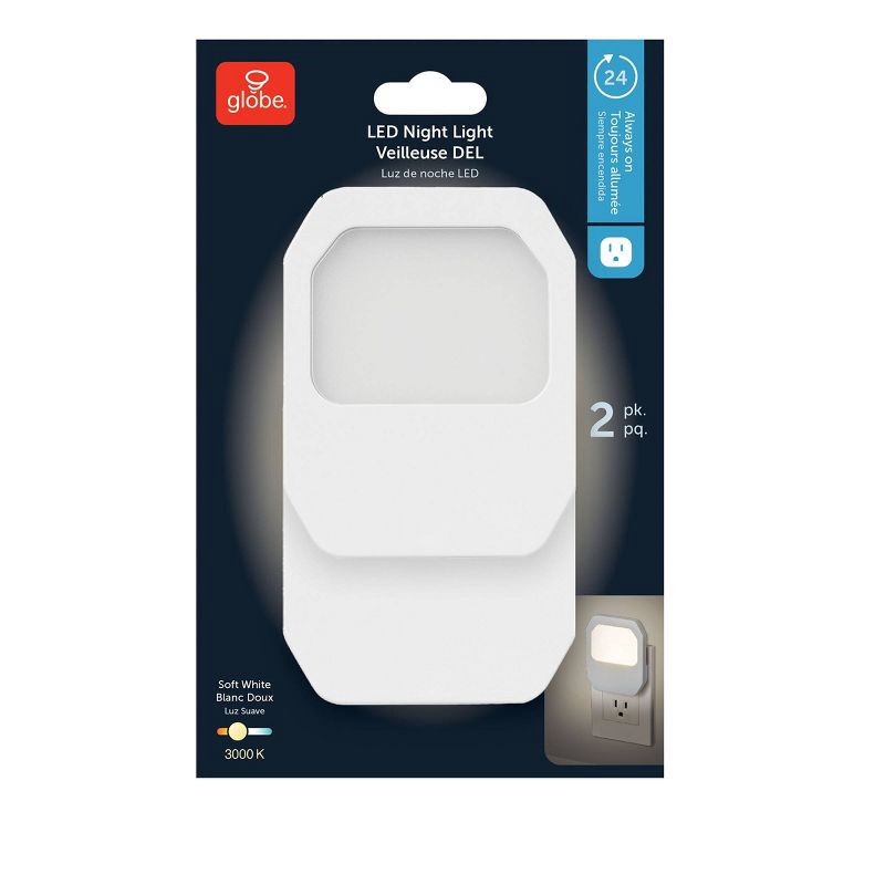 slide 8 of 8, Globe Electric 2pk LED Always on Flat Panel Night Lights, 2 ct