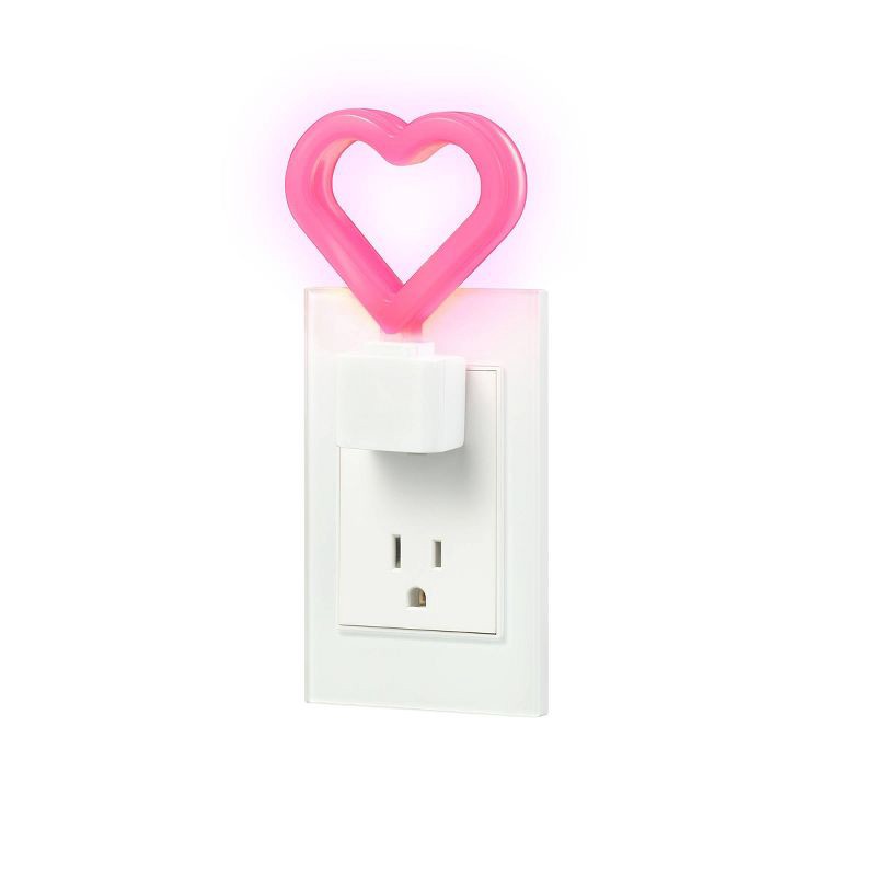 slide 2 of 8, Globe Electric Auto On/Off Neon Pink Heart Night Light, 1 ct