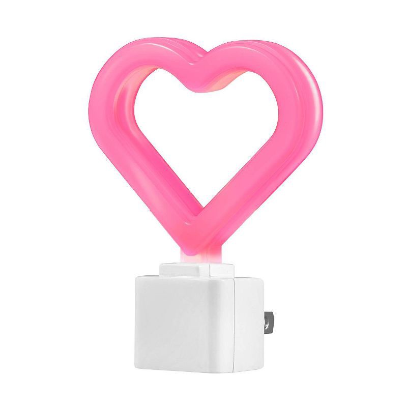 slide 1 of 8, Globe Electric Auto On/Off Neon Pink Heart Night Light, 1 ct