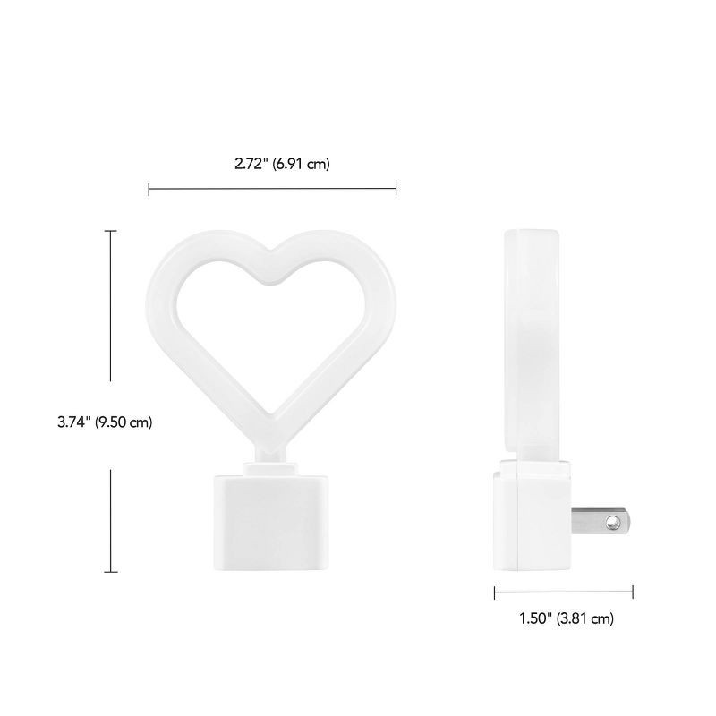 slide 8 of 8, Globe Electric Auto On/Off Neon Pink Heart Night Light, 1 ct