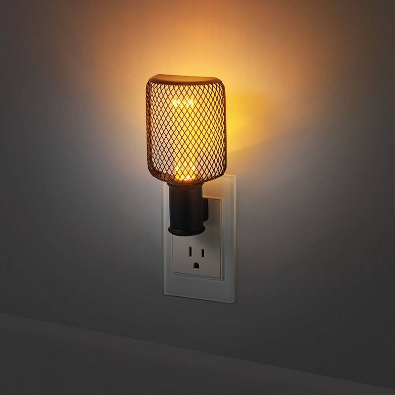 slide 6 of 9, Globe Electric Auto On/Off Metal Cage Night Light: LED Wall Plug Nightlight for Kids', Black, No Assembly Required, 1 ct