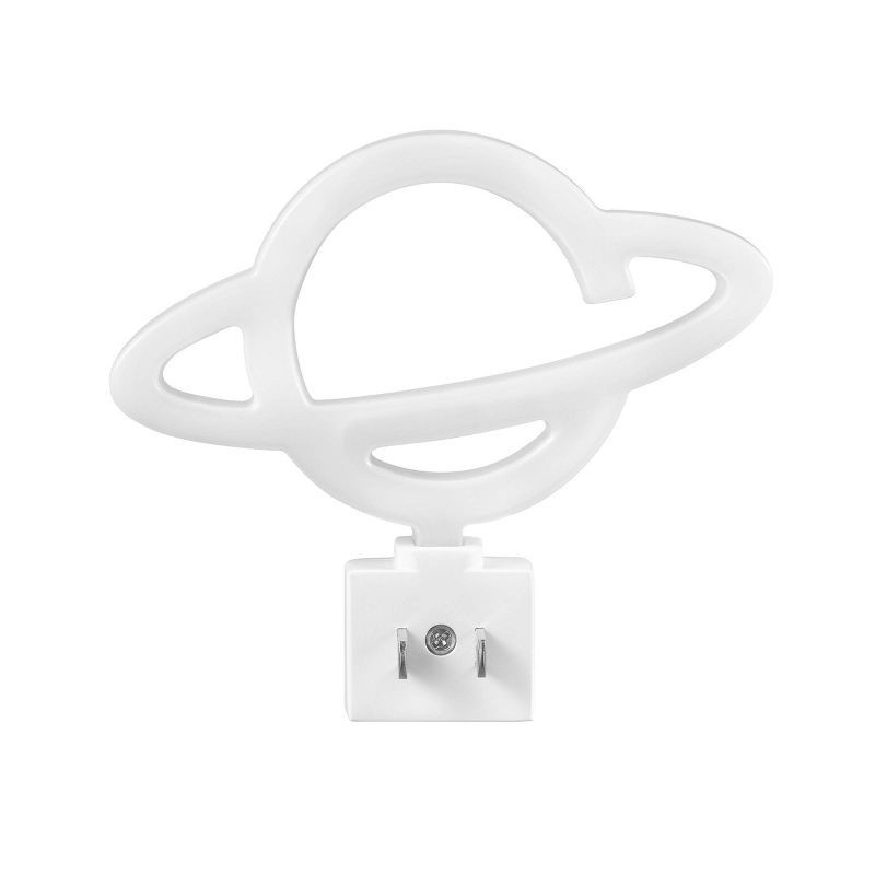 slide 4 of 8, Globe Electric Auto On/Off Neon Blue Planet Night Light: LED Plug-In for Kids' & Toddlers, Novelty Wall Nightlight, 1 ct