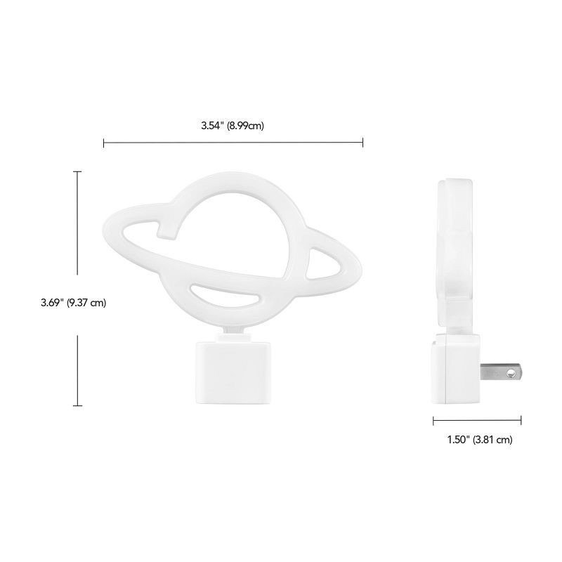 slide 8 of 8, Globe Electric Auto On/Off Neon Blue Planet Night Light: LED Plug-In for Kids' & Toddlers, Novelty Wall Nightlight, 1 ct