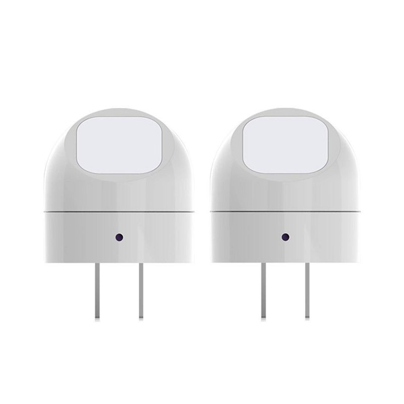 slide 1 of 7, Globe Electric 2 pack LED Auto On/Off Rotating Night Lights: Wall Plug Nightlight for Kids', Plugin, White, No Assembly Required, 2 ct