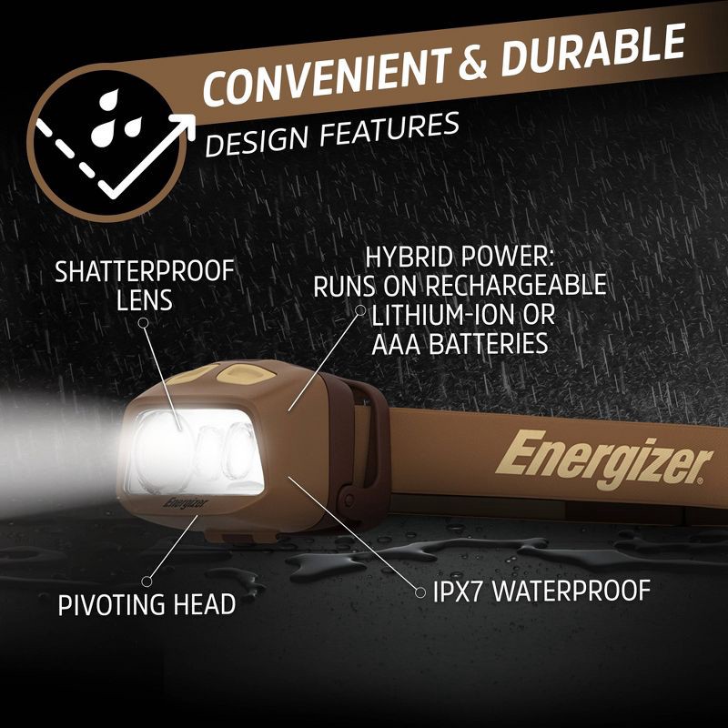 slide 3 of 5, Energizer 575 Lumen Hybrid Powered LED Headlamp, 1 ct