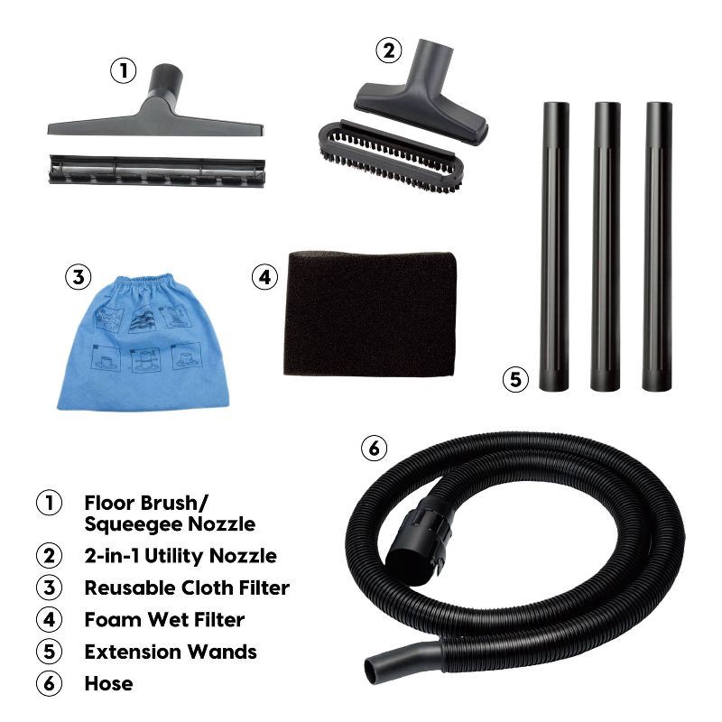 slide 3 of 9, Vacmaster 5gal 3 Peak HP Wet/Dry Vacuum, 5 gal