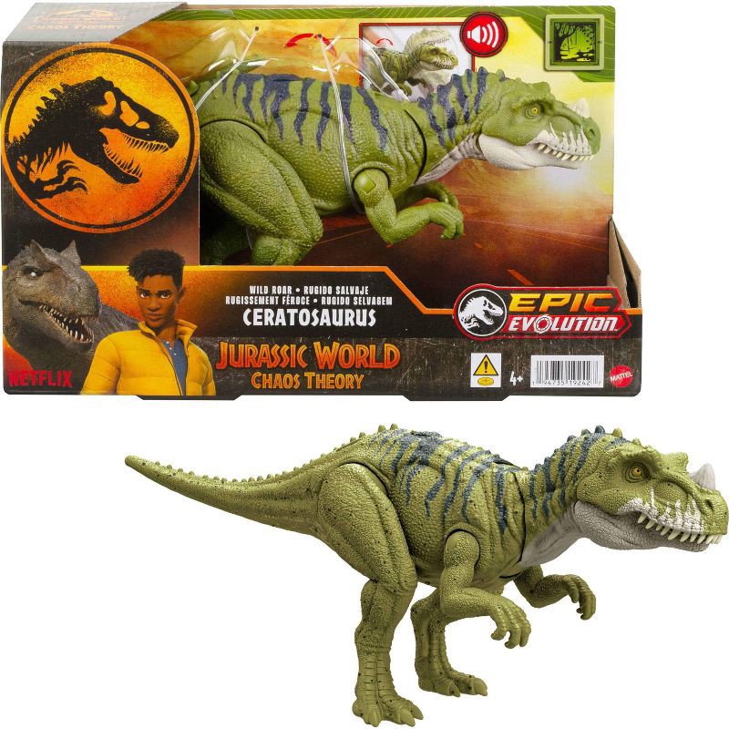 slide 1 of 7, Mattel Jurassic World Wild Roar Ceratosaurus Action Figure, 1 ct