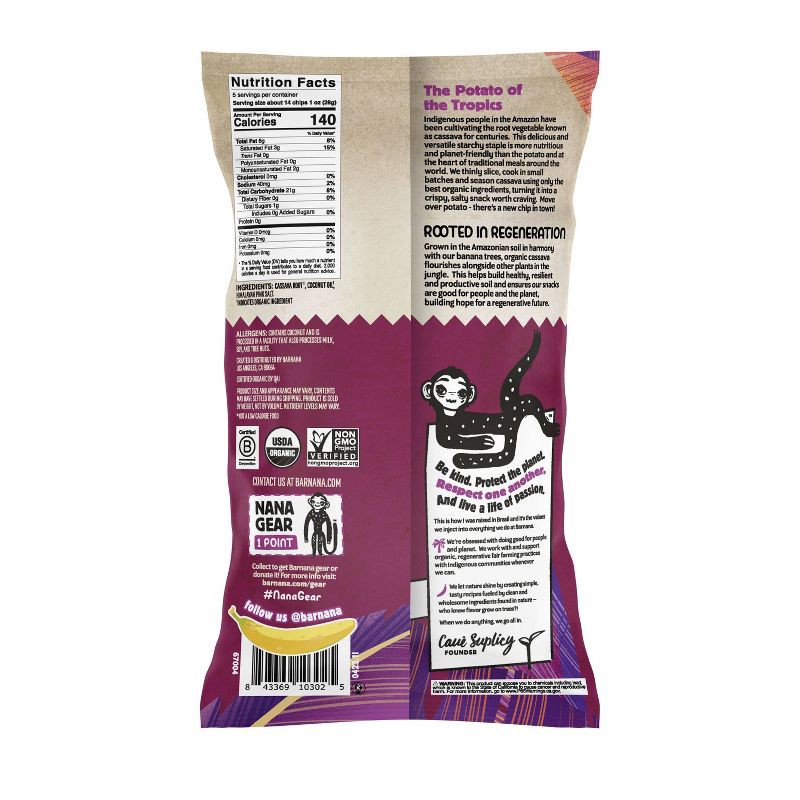 slide 2 of 4, Barnana Organic Cassava Chips Himalayan Pink Sea Salt - 5oz, 5 oz