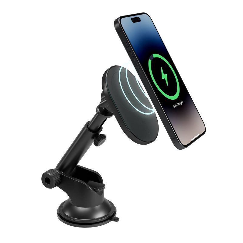 slide 5 of 9, Monster 15Watt Magnetic Wireless Charging Car Mount Dash and Vent Mount: MagSafe Compatible Phone Holder, 15V Output, 1 ct