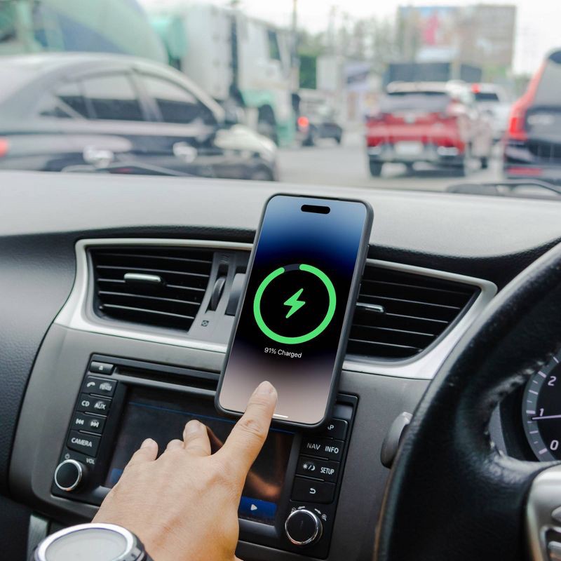 slide 8 of 9, Monster 15Watt Magnetic Wireless Charging Car Mount Dash and Vent Mount: MagSafe Compatible Phone Holder, 15V Output, 1 ct