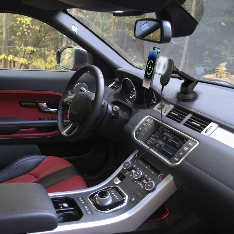 slide 9 of 9, Monster 15Watt Magnetic Wireless Charging Car Mount Dash and Vent Mount: MagSafe Compatible Phone Holder, 15V Output, 1 ct