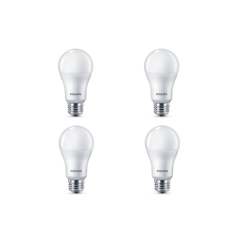 slide 2 of 6, Philips LED 75W Frosted Soft White Non-Dim A19 4P (Non-T20): 1100 Lumens, E26 Base, 2700K, 10W, 4-Pack, 1 ct