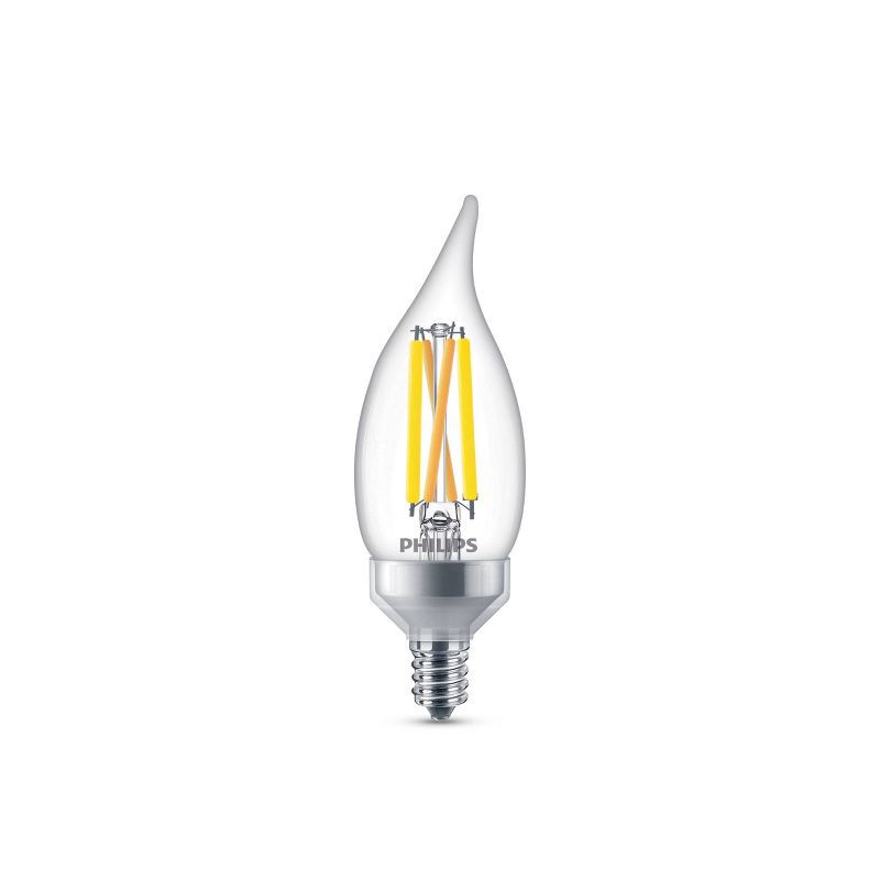 slide 2 of 8, Philips UltraDef LED 40W Clear Soft White BA11 3P Candelabra Base: 2700K, Dimmable, 300 Lumens, 13.7-Year Life, E12 Base, 1 ct