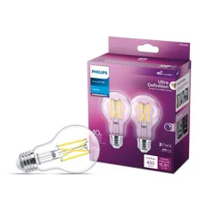 Philips UltraDef LED 40W Clear Daylight A19 2P: Dimmable E26 Base, 450 Lumens, Energy Star Certified, 5000K, 2-Pack